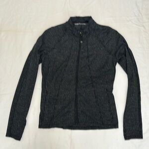 Athleta Zip-up Jacket Black with Waves. Size Large